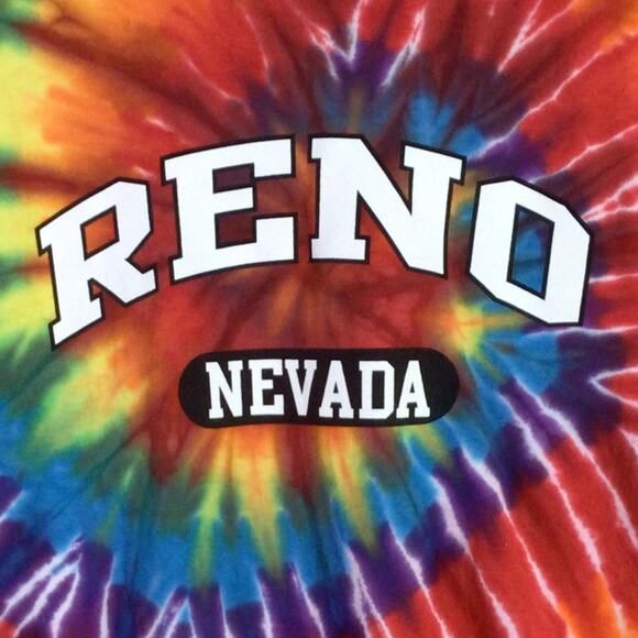 Classic Reno Nevada Tie Dye rainbow boho T Shirt Red Medium - Picture 2 of 4